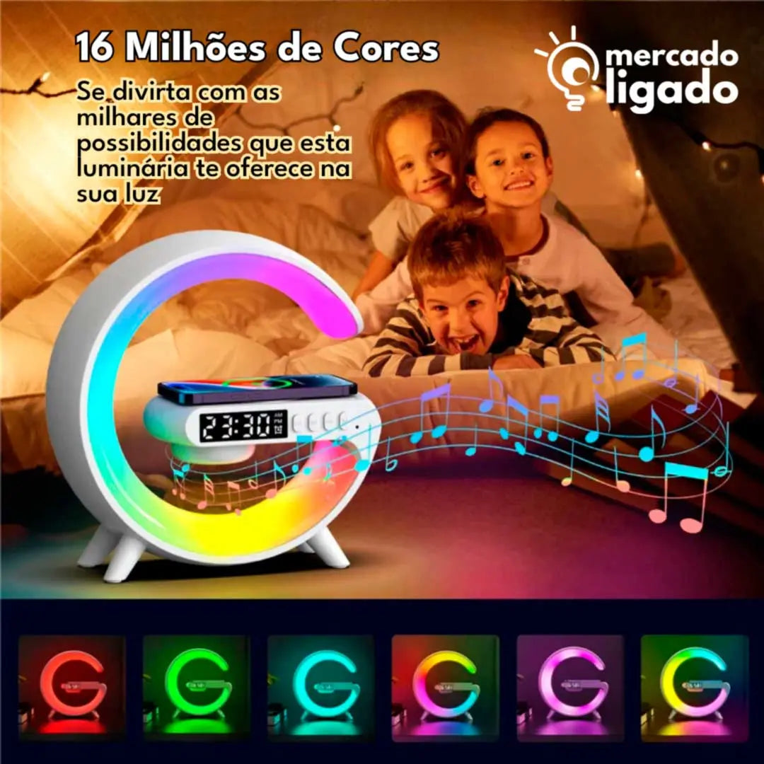Glow-Charge-Bluetooth-Speaker-Ligga-Luminaria-G-Caixa-de-Som-e-Carregador-Sem-Fio-com-Alto-Falante-Mercado-Ligado