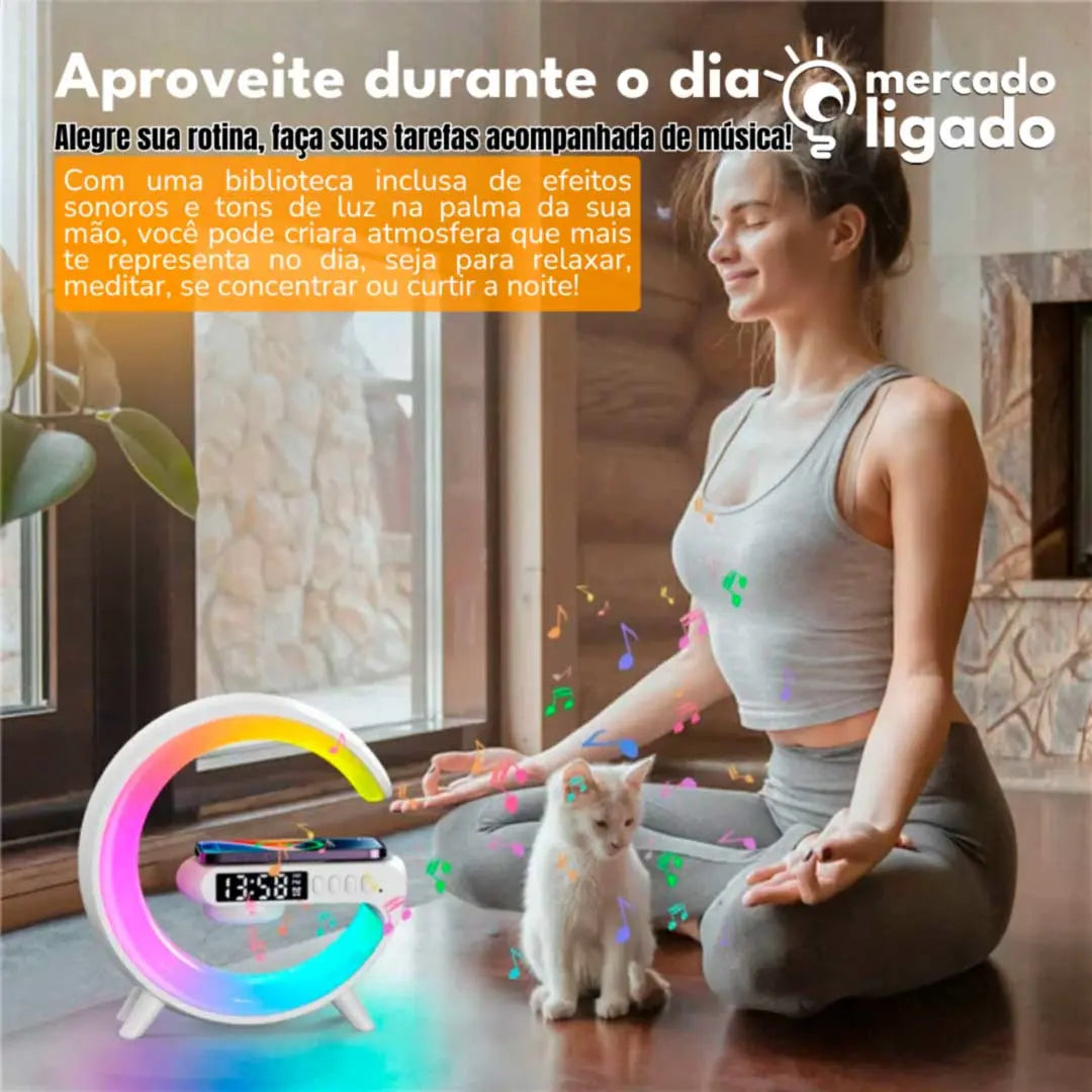 Glow-Charge-Bluetooth-Speaker-Ligga-Luminaria-G-Caixa-de-Som-e-Carregador-Sem-Fio-com-Alto-Falante-Mercado-Ligado