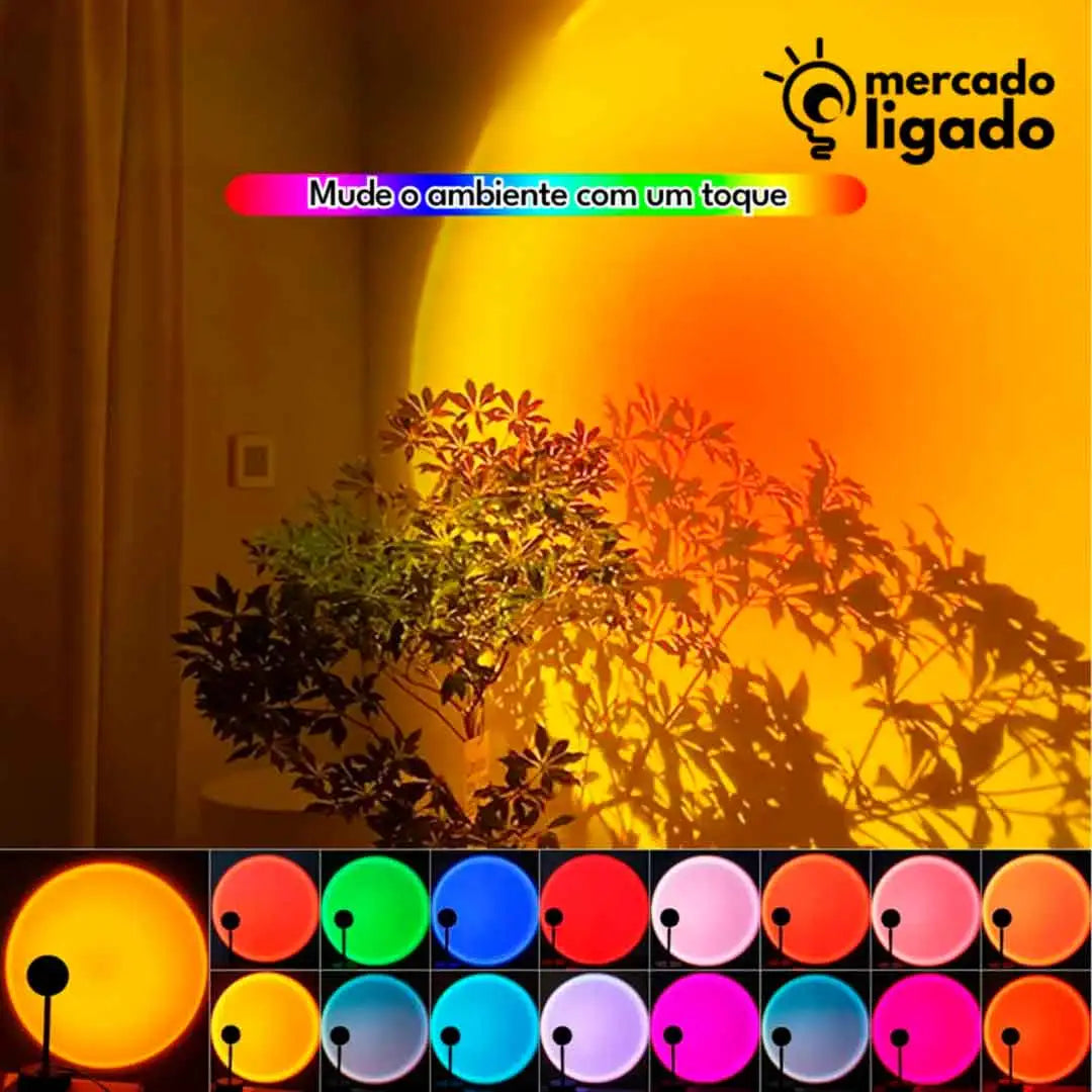 Luminaria-Sunset-Dreamer-Ligga-Projetor-de-Luzes-Efeito-Por-do-Sol-Mercado-Ligado