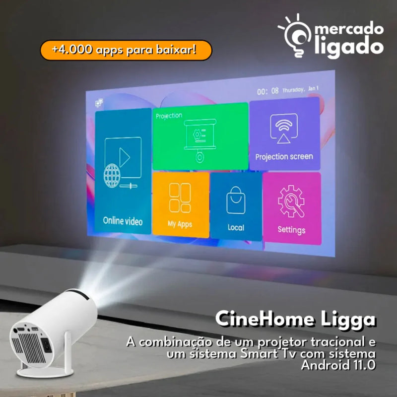 CineHome Ligga - Projetor de Cinema Portátil