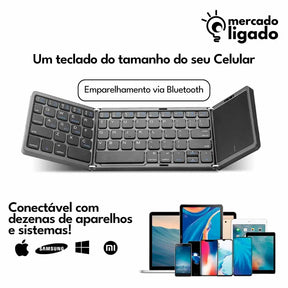 SmartPad Fold Ligga - Teclado Bluetooth Dobrável com Touchpad Integrado