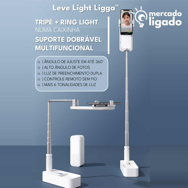 LeveLight LIGGA - Tripé + Ring Light PORTÁTIL