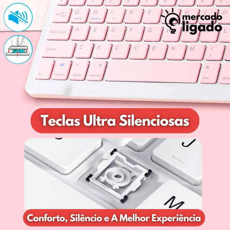 Mini ConnectKey Ligga - Teclado e Mouse Bluetooth Sem Fio via Bluetooth para notebook e smartphone