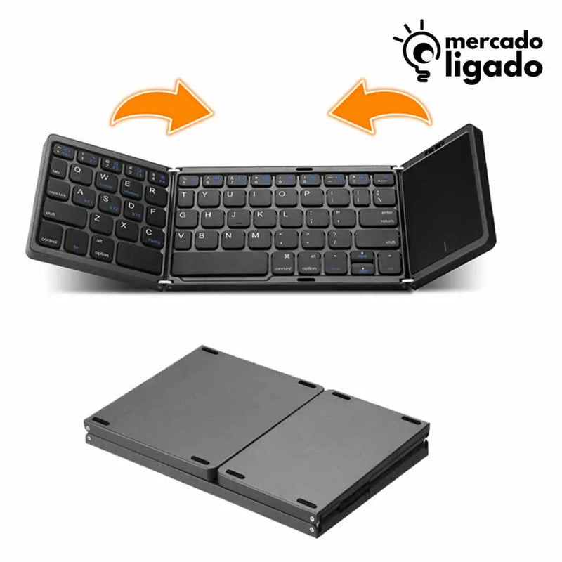 SmartPad Fold Ligga - Teclado Bluetooth Dobrável com Touchpad Integrado