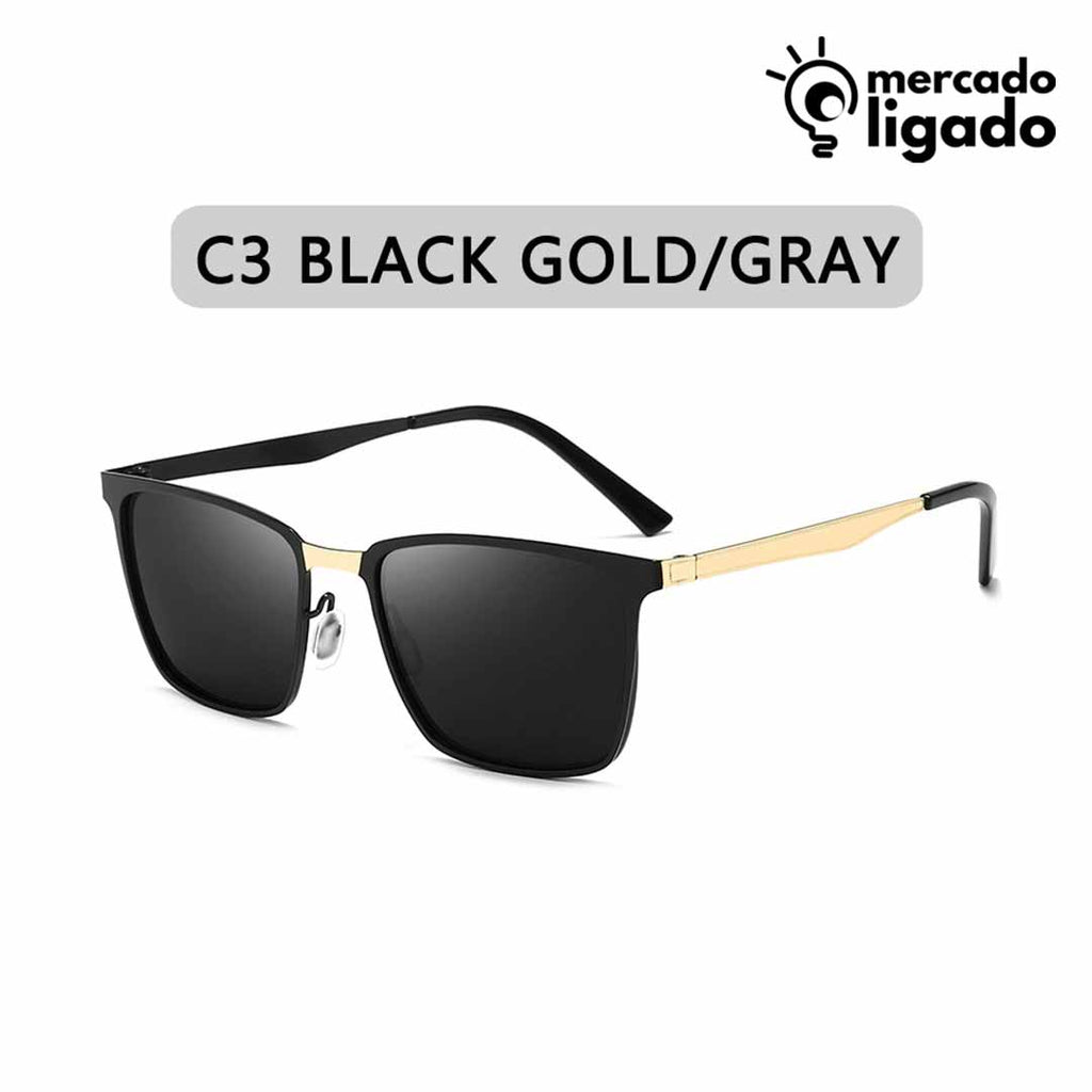 Óculos de sol de lente grande S948 com suporte dourado unissex para uso  externo