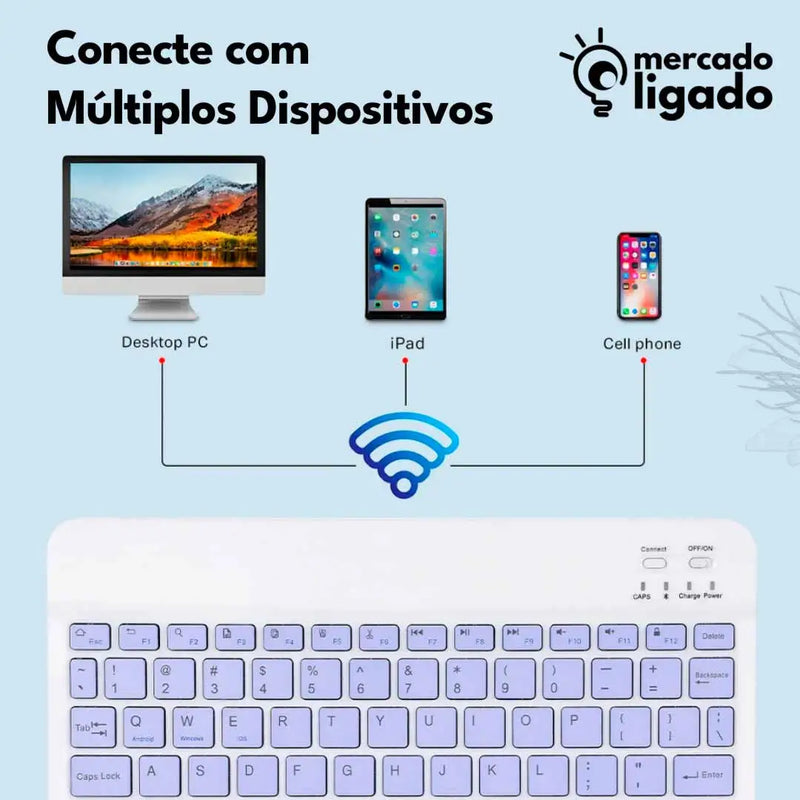 Mini ConnectKey Ligga - Teclado e Mouse Bluetooth Sem Fio via Bluetooth para notebook e smartphone