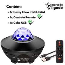 Galaxy Glow RGB Ligga - Projetor Globo Show de Luz RGB Projeção Galaxia com Bluetooth E Controle Remoto