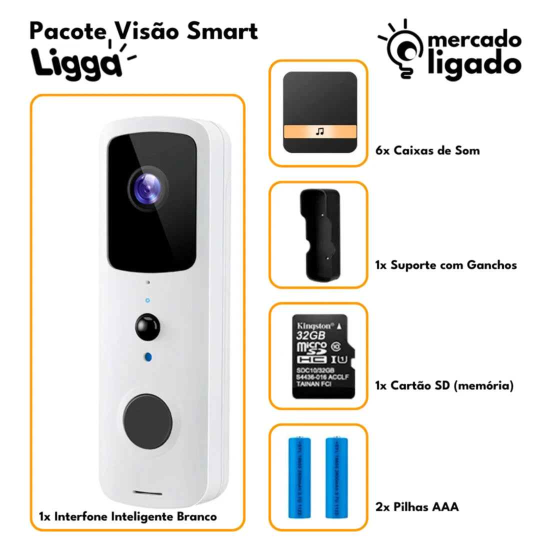 Visão Smart Ligga - Campainha Inteligente & Interfone de Vídeo WiFi