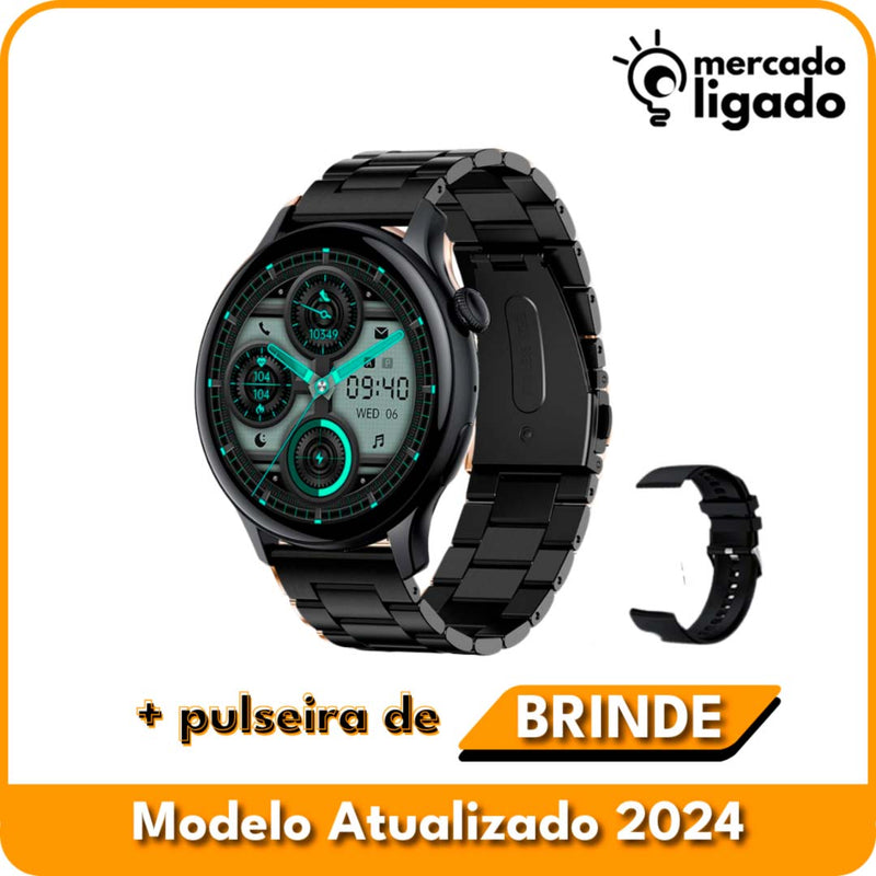 SmartWatch Luxury Ligga - Relógio Digital Original via Bluetooth