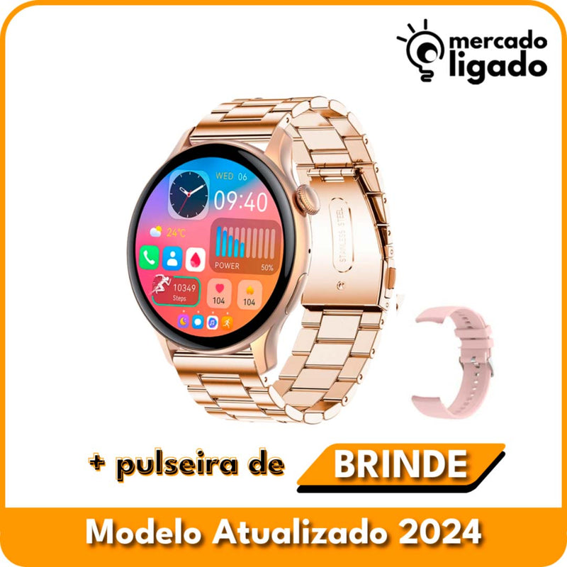 SmartWatch Luxury Ligga - Relógio Digital Original via Bluetooth