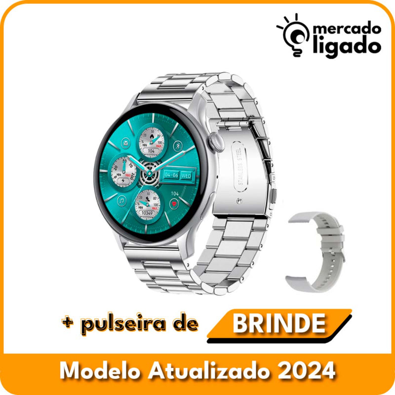 SmartWatch Luxury Ligga - Relógio Digital Original via Bluetooth