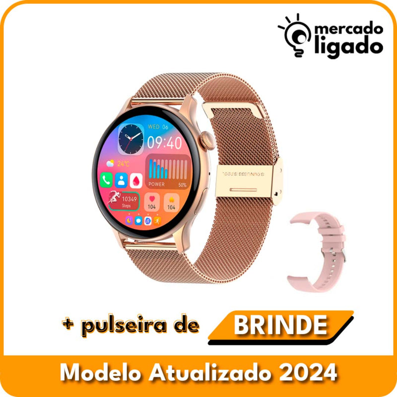 SmartWatch Luxury Ligga - Relógio Digital Original via Bluetooth