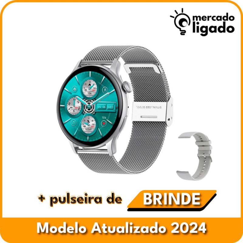 SmartWatch Luxury Ligga - Relógio Digital Original via Bluetooth