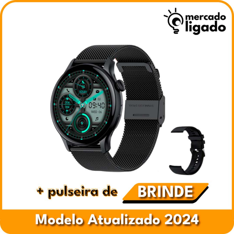 SmartWatch Luxury Ligga - Relógio Digital Original via Bluetooth