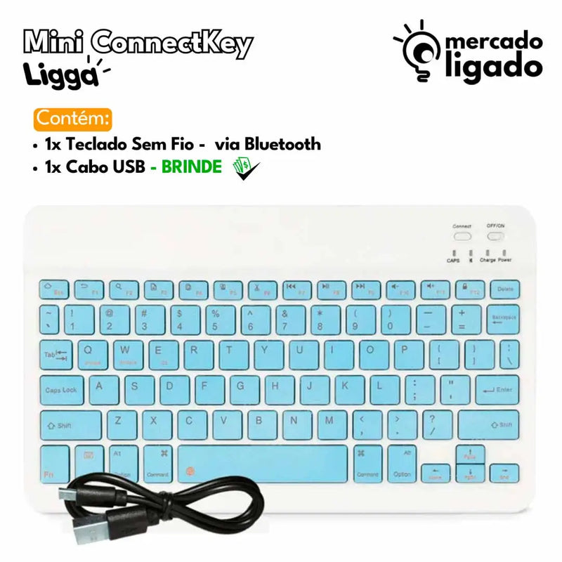 Mini ConnectKey Ligga - Teclado e Mouse Bluetooth Sem Fio via Bluetooth para notebook e smartphone