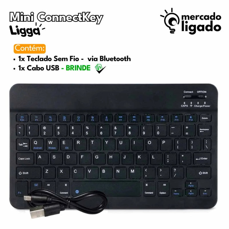 Mini ConnectKey Ligga - Teclado e Mouse Bluetooth Sem Fio via Bluetooth para notebook e smartphone