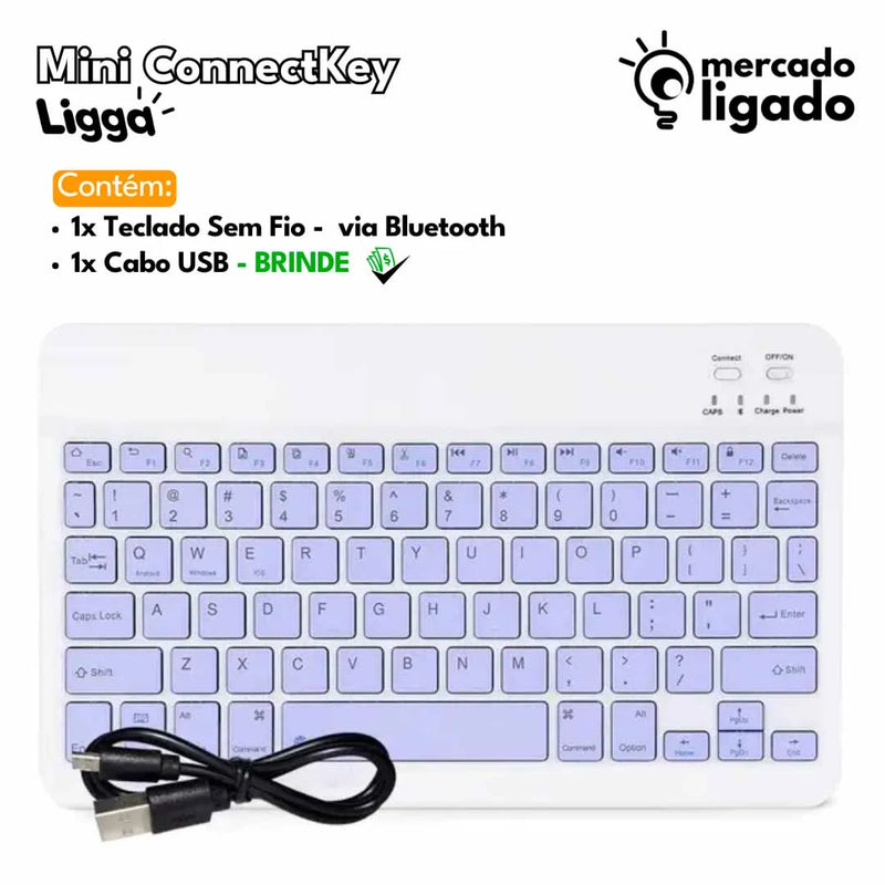 Mini ConnectKey Ligga - Teclado e Mouse Bluetooth Sem Fio via Bluetooth para notebook e smartphone