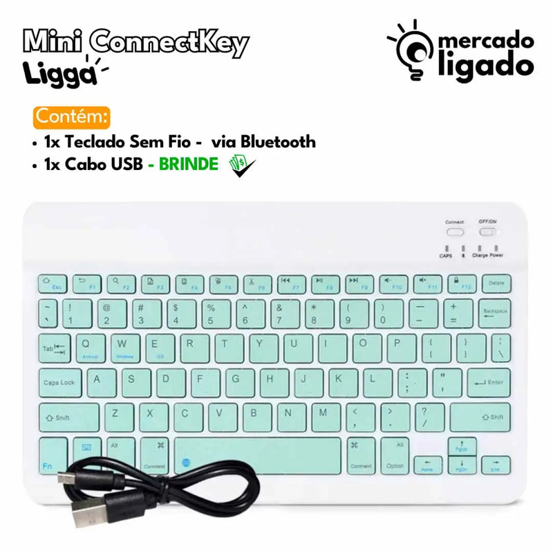 Mini ConnectKey Ligga - Teclado e Mouse Bluetooth Sem Fio via Bluetooth para notebook e smartphone